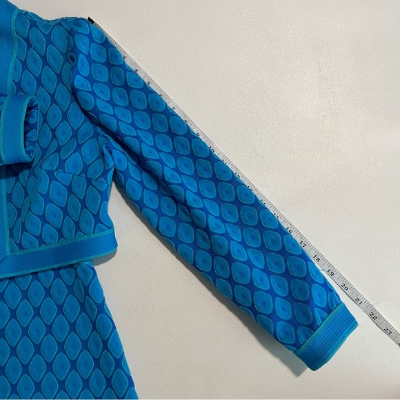 Vintage Blue Geometric Print Dress and Jacket Belfry By Gerald Pierce - Picture 13 of 16